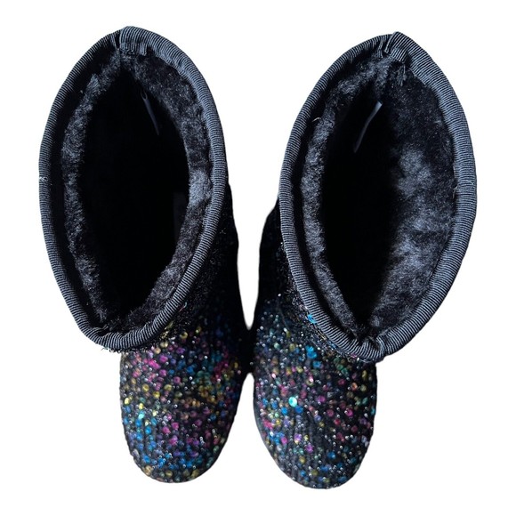 Forever Link Dazzle Me Sequin Booties Size 8 Black Multicolor Snow Boots - Picture 10 of 11